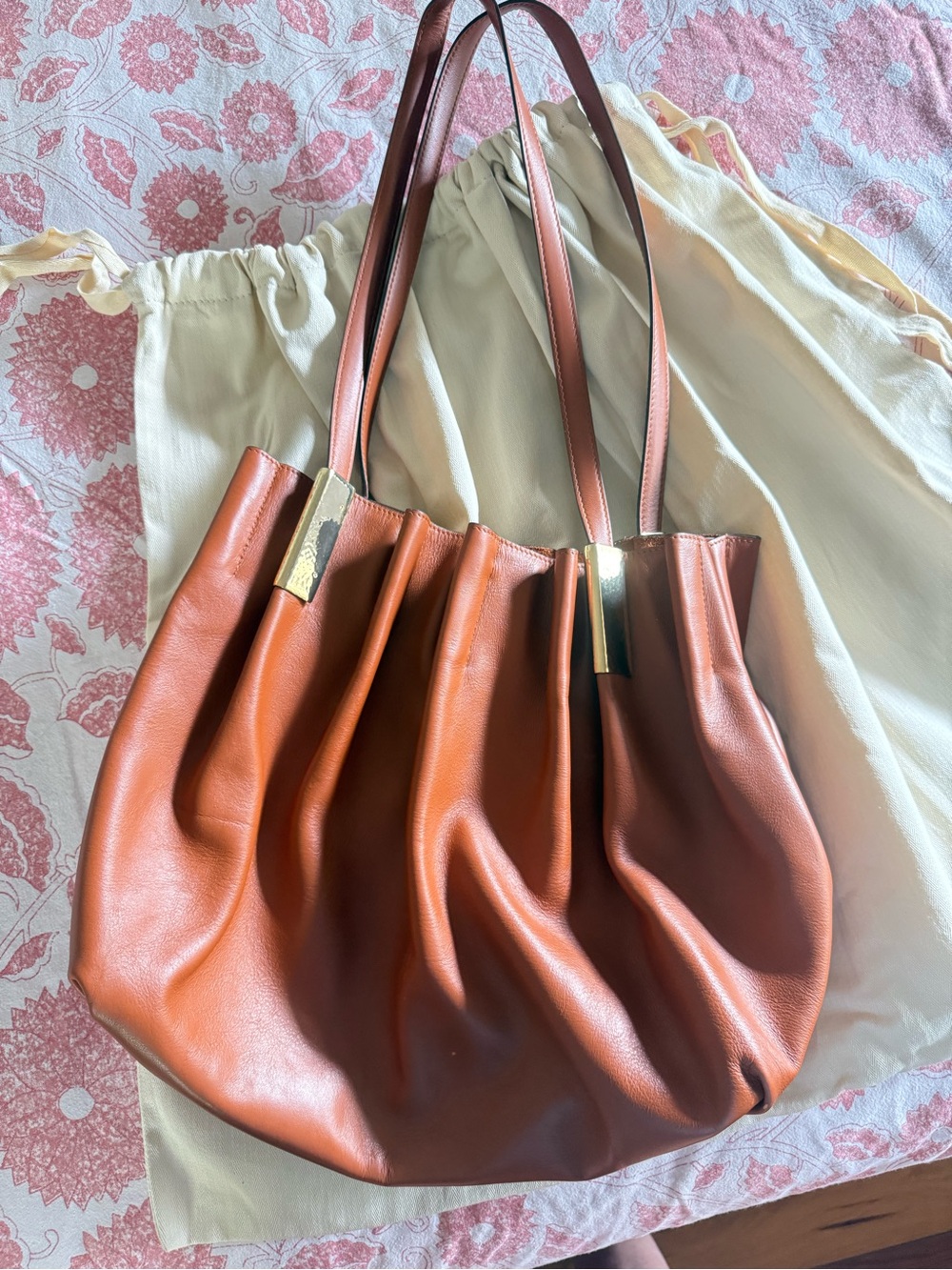Ulla Johnson, Italian-Crafted Brown Leather Isadora Tote with Brass Hardware